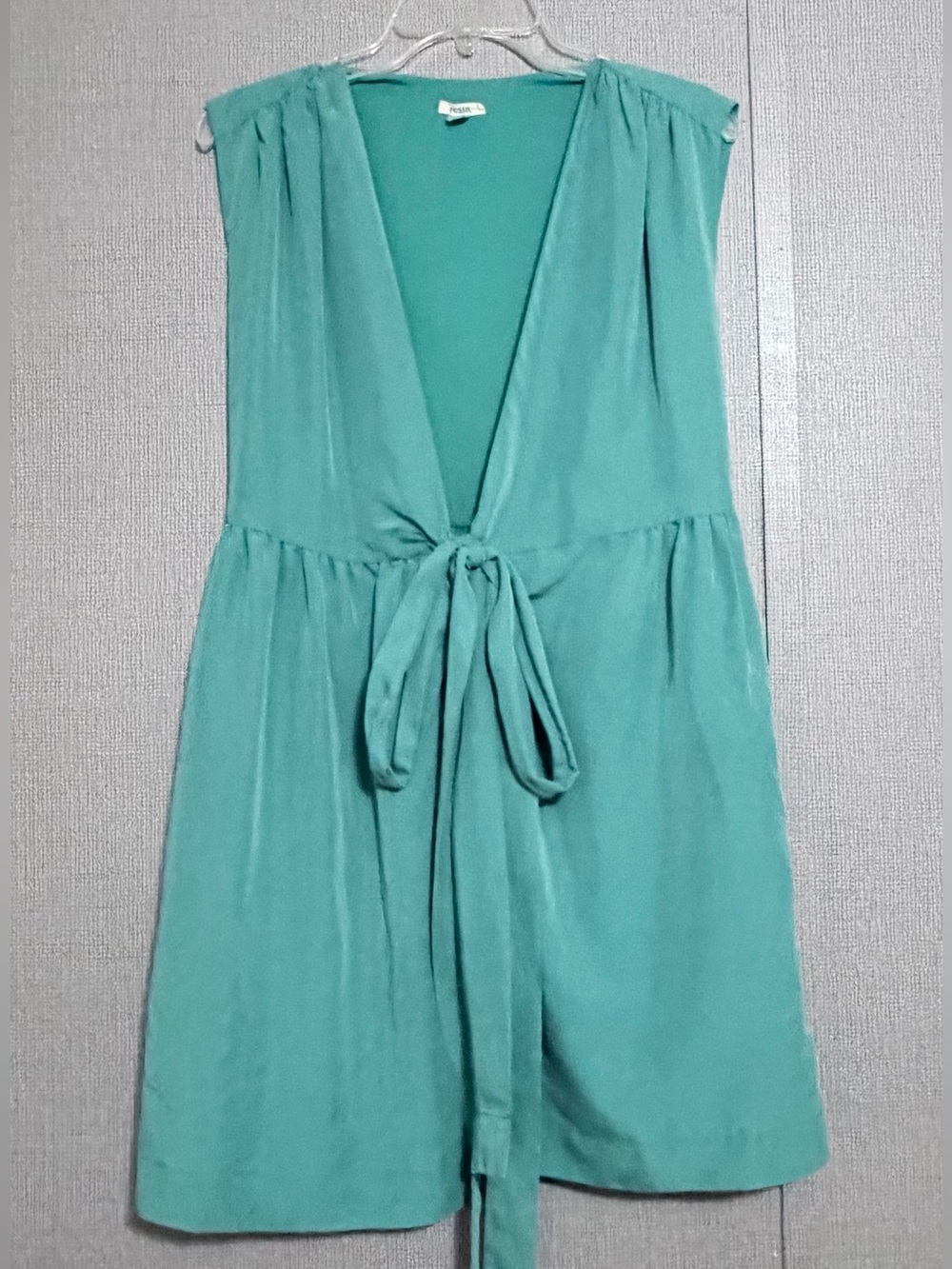 Fossil Teal Tie-Front Sleeveless Dress w/ Pockets